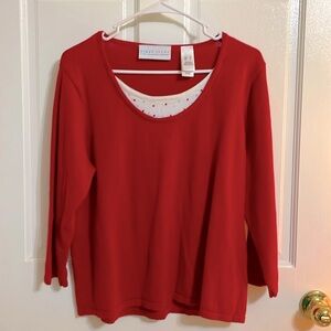 First Issue Liz Claiborne Red sweater top,Size XL